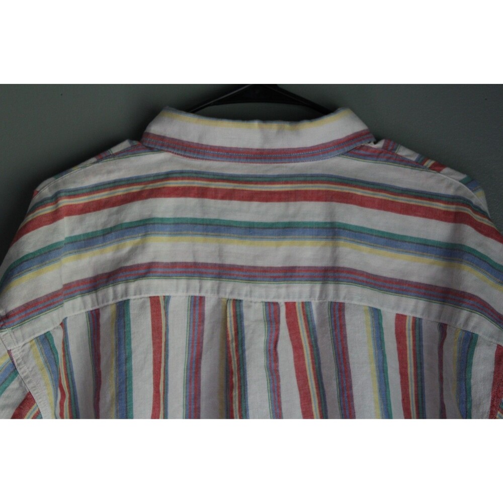 M.E. Sport Mens XL Short-sleeve Button-up Vertical Striped Shirt - Picture 7 of 14